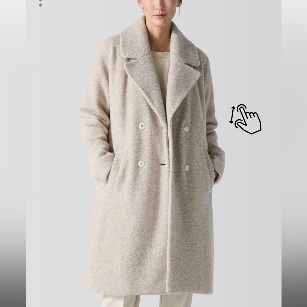 Nwt Eileen Fisher Women's Boucle Cozy Recycled Wool Boucle Notch Collar Coat